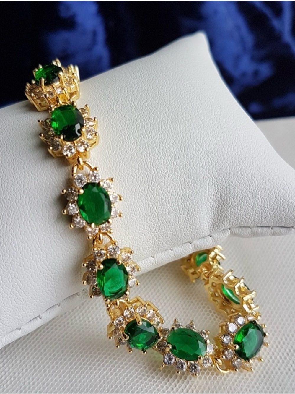 Swarovski Elements 18k Gold Plated Emerald Green Diana
Tennis Bracelet NEW